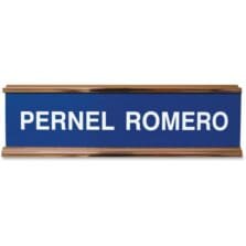 Sign, Desk, 2-Sided, Easel-Style, Aluminum, 2"x8", Gold