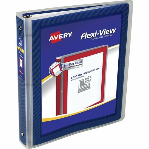 FLEXI-VIEW BINDER WITH ROUND RINGS, 3 RINGS, 1.5" CAPACITY, 11 X 8.5, NAVY BLUE