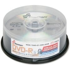 Recordable DVD, Encrypted, 4.7GB, 120min, 25/Spindle, Silver
