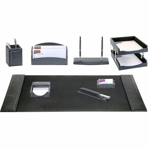 Desk Set, Crocodile, 10 Pc, 34-3/4"x20-3/4"x5-2/5", BK