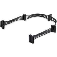 1.31 ft SATA Data Transfer Cable for Hard Drive, Computer, Optical Drive, Power Supply - First End: 1 x 15-pin SATA - Male - Second End: 4 x 15-pin SATA - Female - Splitter Cable - 18 AWG - Black - 1 Each