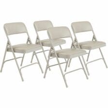 Chair, Folding, 1.25"FoamSeat, Glides, SteelFrame, Vinyl, 18-3/4"Wx20-1/4"Dx29-1/2"H, 4/CT, Warm Grey