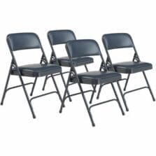 Chair, Folding, 1.25"FoamSeat, Glides, SteelFrame, Vinyl, 18-3/4"Wx20-1/4"Dx29-1/2"H, 4/CT, DarkMidnightBlue