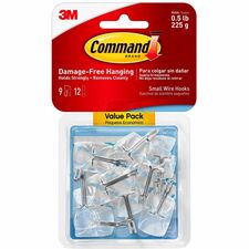 Hooks Value Pack, w/Strips, Plastic, Small, 9/PK, Clear