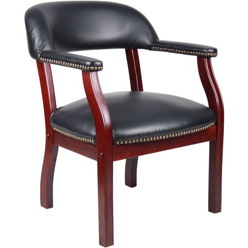 Chair, w/Arms, NailHeadTrim, Vinyl, 24"x26"x31", BK