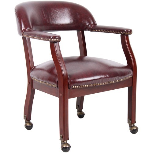 Chair, w/Arms, Casters, NailHeadTrim, Vinyl, 24"x26"x31", BY