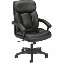 Hvl151 Executive High-Back Leather Chair, Supports Up To 250 Lb, 17.75" To 21.5" Seat Height, Black