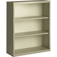 Bookcase, Steel, 3-Shelf, 34-1/2"x13"x42", Putty