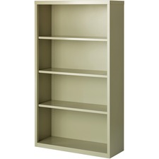 Bookcase, Steel, 4-Shelf, 34-1/2"x13"x60", Putty