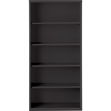 Bookcase, 5-Shelf, Steel, 34-1/2"x12-5/8"x72", Black