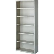 Steel Bookcase, 6-Shelf, 34-1/2"x13"x82", Light Gray