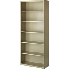 Bookcase, Steel, 6-Shelf, 34-1/2"x13"x82", Putty