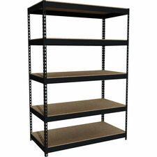 Shelving, Riveted Steel, 3800 lb Cap, 48"x24"x72", Black