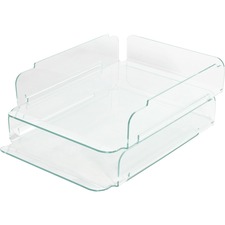 Stacking Letter Tray, 13"x10-1/4"x2-3/4", 2/ST, CL/Green