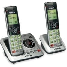 Cordless Phone, 2-Handset, 5-1/5"Wx6-7/10"Lx6-9/10"H, Silver