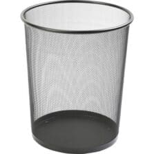 Round Waste Bin, Steel Mesh, 4.7 Gal., 12"x14-1/4", Black