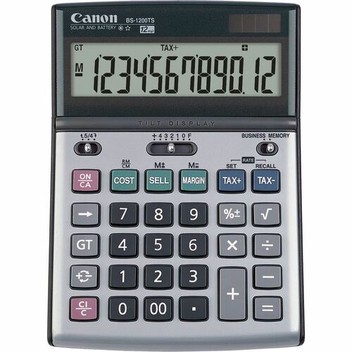 12-Digit Desktop Calculator, Tilt Adj. LCD, Dual pwr, Beige