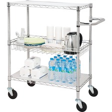 Cart, Mobile, 3-Tier, Wire Metal, 18"x30"x40", Chrome