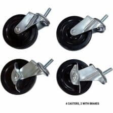 Caster Kit, 4" Wheel, Industrial Shelving, 4/ST, Black