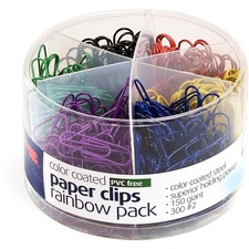 Paper Clips, Coated, PVC-Free, 150 Giant&300 No. 2, 450/PK, AST