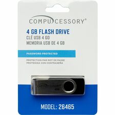 Flash Drive, 4GB, Password Protected, Black/Aluminum