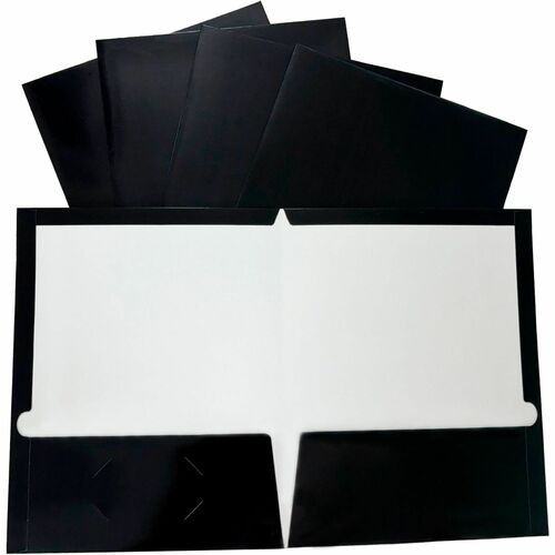 Two Pocket Folder, Ltr, 2-Pkts, 100 Shts, 25/BX, BK