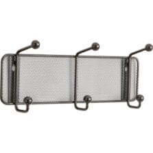 Mesh Wall Rack, 3-Hook, 14-3/4"x3"x5-1/2", Black