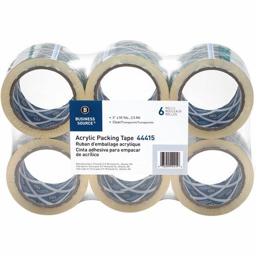 Packing Tape, 3"x55 yards, 2.5Mil, 6RL/PK, Acrylic/Clear