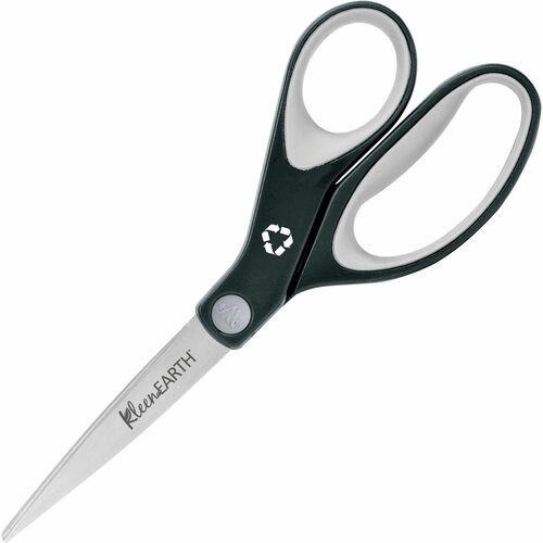 KleenEarth Soft Handle Scissors, 8" Long, 3.25" Cut Length, Straight Black/Gray Handle