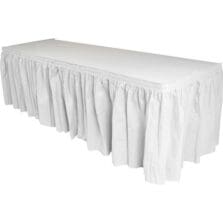 Table Skirting, Pleated Polyester, 29"x14 ft., White