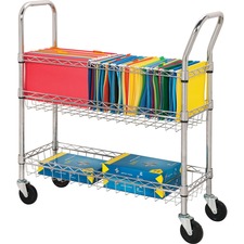 Wire Mail Cart, Ltr/Lgl, 34-1/4"x12-1/2"x40", Chrome