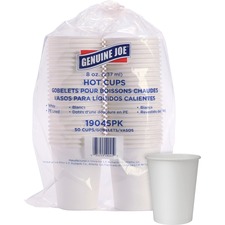 Hot Cups, Single Poly-Lined Wall, 8oz, 50/PK, 20PK/CT, White