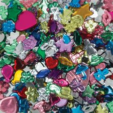 Gems, Acrylic, Assorted Shapes/Sizes, 1/2 lb, AST
