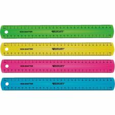 Ruler, Non-Shatter, Antimicrobial, Transparent, 12"L, AST