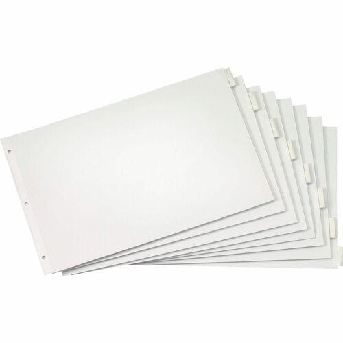 Paper Insertable Dividers, 8-Tab, 11 x 17, White, Clear Tabs, 1 Set