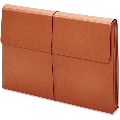 Expanding Wallet, 3.5" Expansion, 1 Section, Elastic Cord Closure, Tabloid Size, Brown
