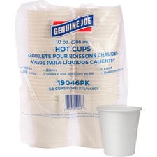 Hot Cups, Single Poly-Lined Wall, 10oz, 50/PK, White