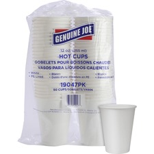 Hot Cups, Single Poly-Lined Wall, 12oz, 50/PK, White
