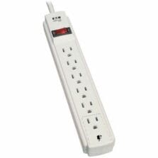 Power Strip, 6-Outlet, 15' Cord, 1-9/10"Wx1-1/5"Dx10-4/5"H, GY