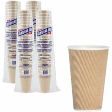 Hot Cups, Rippled, 16oz, 25/PK, 5PK/BD, 4BD/CT, Brown