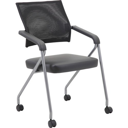 Chair, w/Casters, Vinyl/Mesh, 2/CT, BK