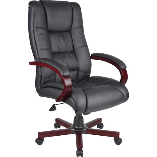 Chair, Executive, Mahogany Finish, 27"Wx27"Dx44-1/2"H, Black