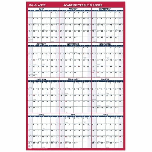 Erasable Wall Planner, 2-Sided, 32"x48", 12Mths Jul-Jun, RD