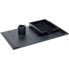 Desk Set, Bonded Leather, 3-Piece, Black