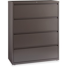 Lateral File, 4-Drawer, 42"x18-5/8"x52-1/2", Medium Tone