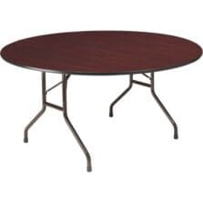 Round Folding Table, Wood, 60", Mahogany Laminate