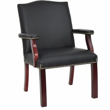Leather Guest Chair, Nailhead Trim, 25"x27-1/2"x35-3/4", BK
