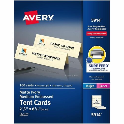 Tent Cards, Embossed, 2-1/2"x8-1/2", 100/PK, Ivory