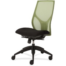 Task Chair, Full Synchro, Armless, 25"x26"x39"-46", GN/Onyx