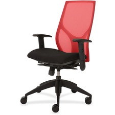 Task Chair, Full Synchro, Hgt-adj T-Arms, 25"x26"x39"-46", RD/ON